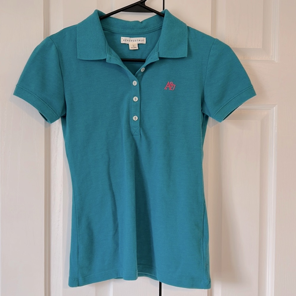girls collared short sleeve Tee, small